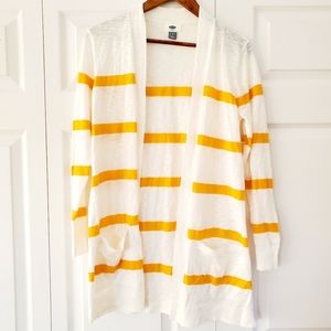 Yellow gold & white striped cardigan